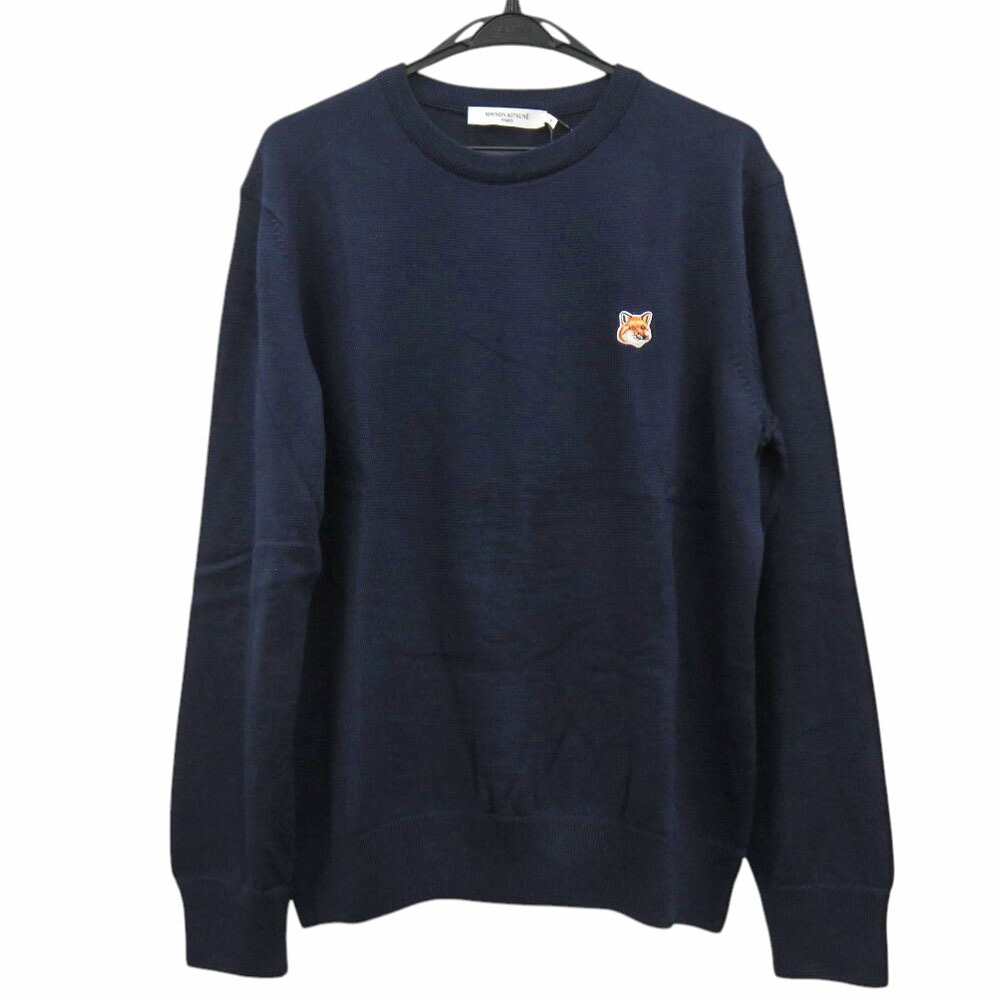 新品同様 メゾンキツネ FOX HEAD PATCH FM00528KT1036 ウール ネイビー ニット 紺 0932【中古】MAISON KITSUNE