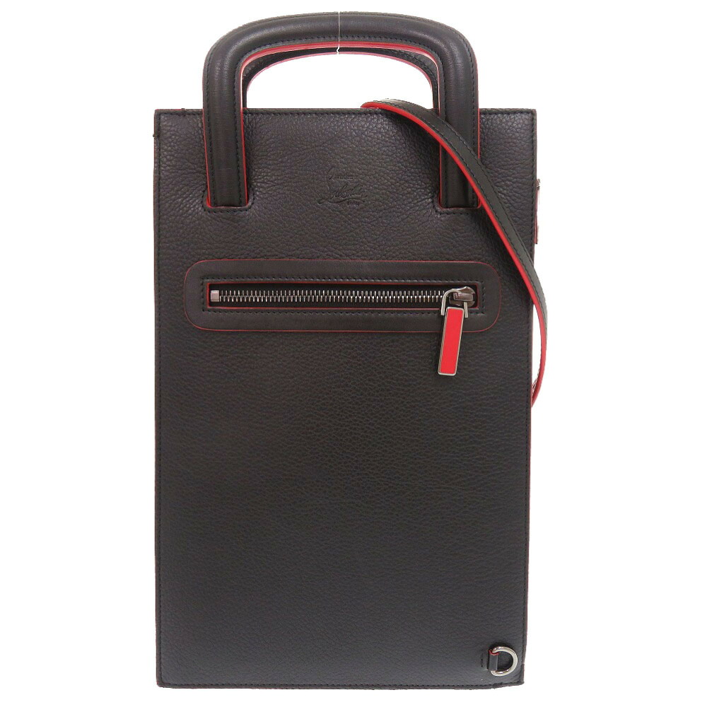 美品 クリスチャンルブタン トリックトラック スタッズ レザー ブラック レッド 3WAY ハンドバッグ ショルダーバッグ クラッチバッグ 0944【中古】Christian Louboutin