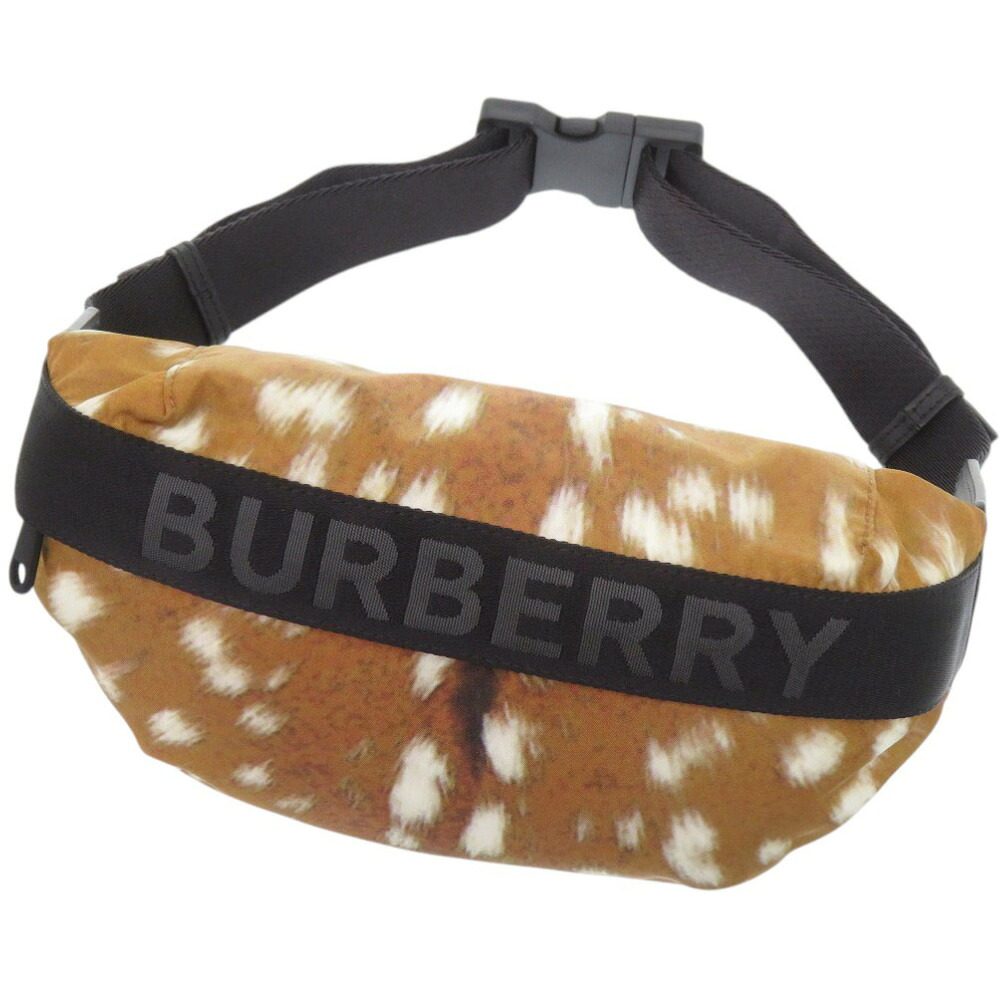 新品同様 バーバリー Deer Print ナイロン/レザー ブラウン ウエストバッグ 茶 1124【中古】BURBERRY 35,750円