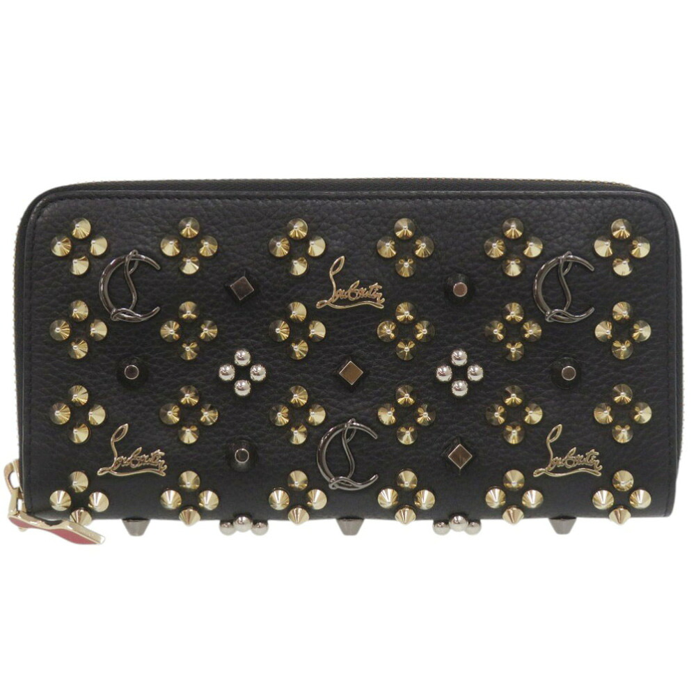 美品 クリスチャンルブタン パネトーネ ラウンドファスナー スタッズ レザー ブラック 長財布 黒 1396【中古】Christian Louboutin|LIFE TIME店