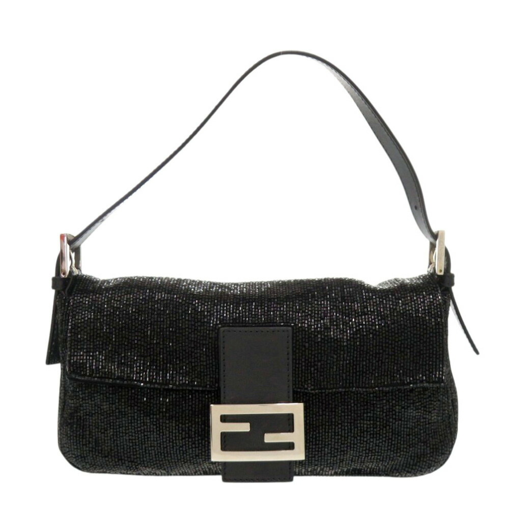 美品 フェンディ マンマバケット 8BR600ビーズ なめし革 黒いこと ハンドバック 黒 0444【中古】FENDI