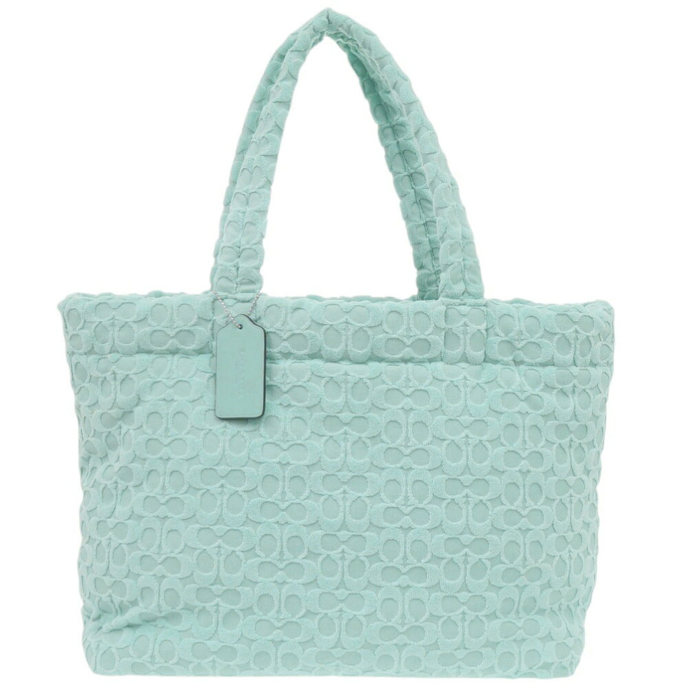未使用 コーチ トート シグネチャー テリー レザー/テリークロス ミントグリーン トートバッグ 緑 0570【中古】COACH