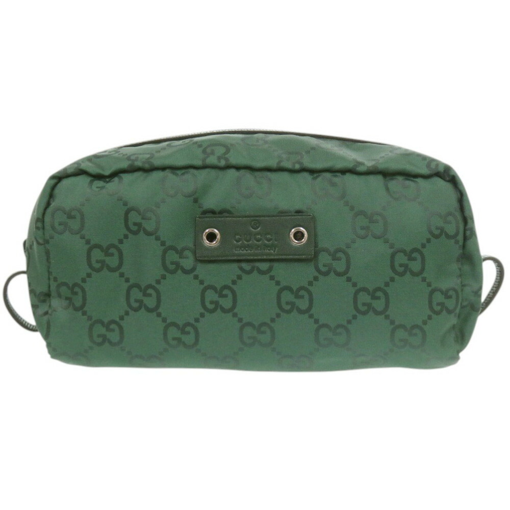美品 グッチ GG 224090 グリーン ポーチ 緑 1037【中古】GUCCI