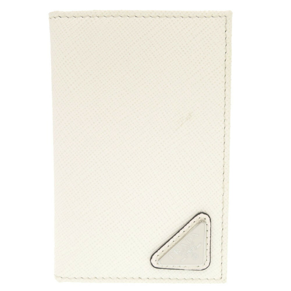 美品 プラダ サフィアーノ トライアングル ホワイト カードケース 白 1677【中古】PRADA
