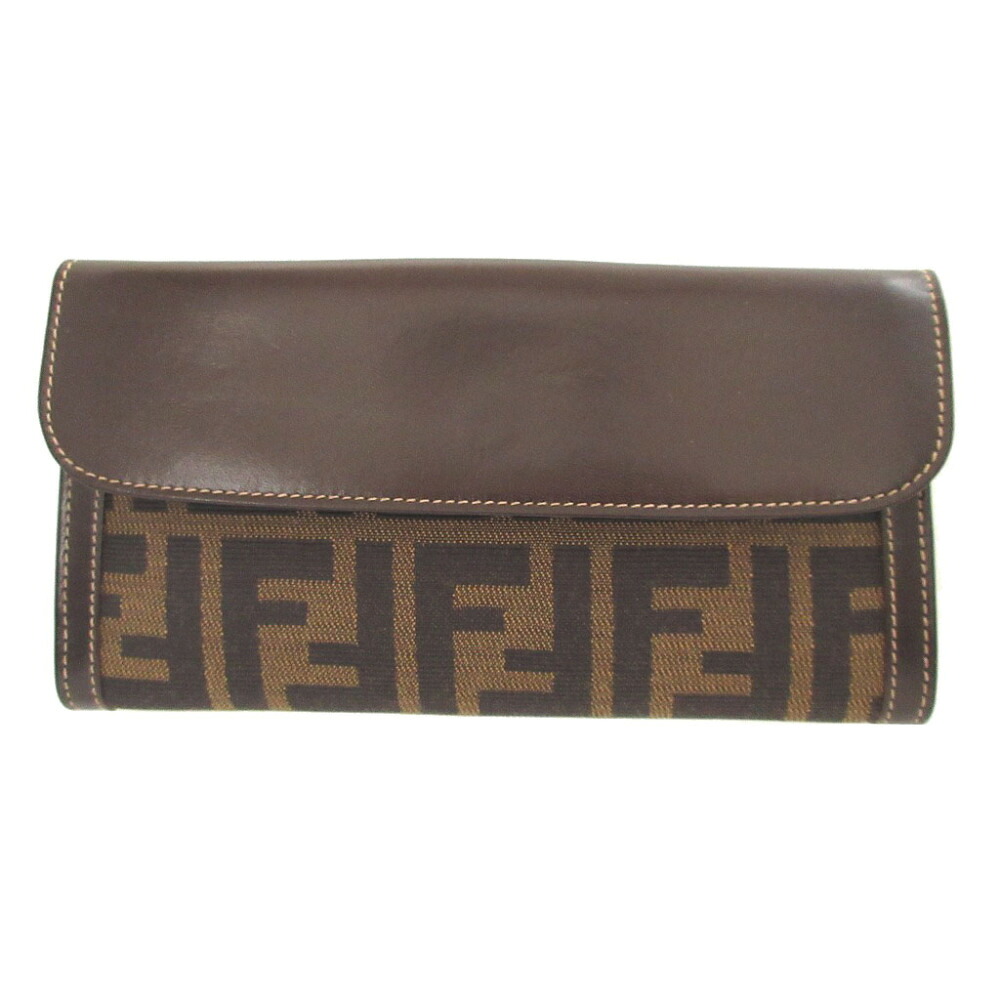美品 フェンディ ズッカ柄 30806 キャンバス レザー ブラウン 茶 Wホック長財布 財布 1228【中古】FENDI｜ＬＩＦＥ ＴＩＭＥ店