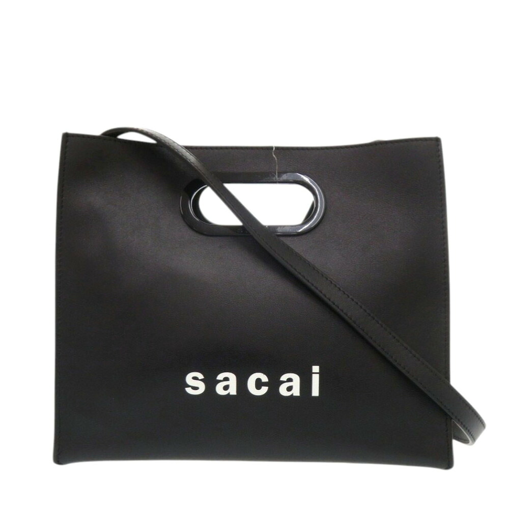美品 サカイ New Shopper Bag レザー ブラック ショルダーバッグ 黒 1236【中古】Sacai