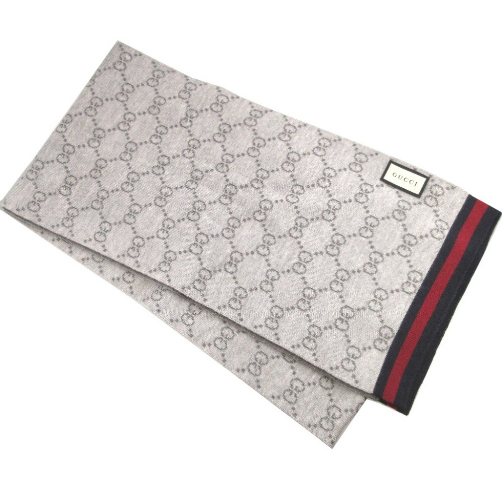 新品負けず劣らず グッチ GG柄 シェリー酒 羊毛 薄墨色 えり巻き 1638【中古】GUCCI