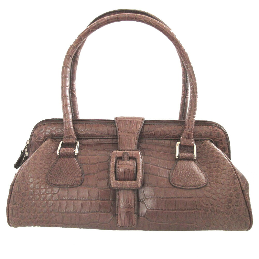 マットクロコダイル クロコダイル クロコ ブラウン 茶 ショルダーバッグ バッグ 1644【中古】crocodile