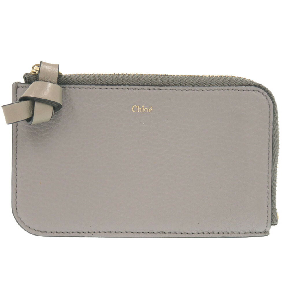 クロエ フラグメントケース レザー グレー カードケース コインケース 0400【中古】Chloe