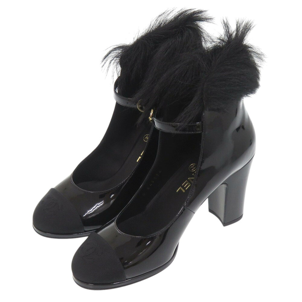 未当て嵌める品 シャネル メリージェーン Mary Janes G45174 大きさ36 ゴールド金具 パンプス 専売特許なめし革 毛革 黒いこと 黒 1138【中古】CHANEL