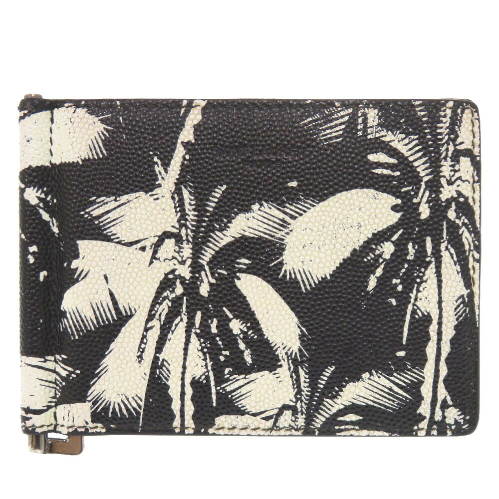 サンローランパリ パームツリー レザー ブラック 二つ折り財布 マネークリップ 黒 1576【中古】SAINT LAURENT PARIS メンズ