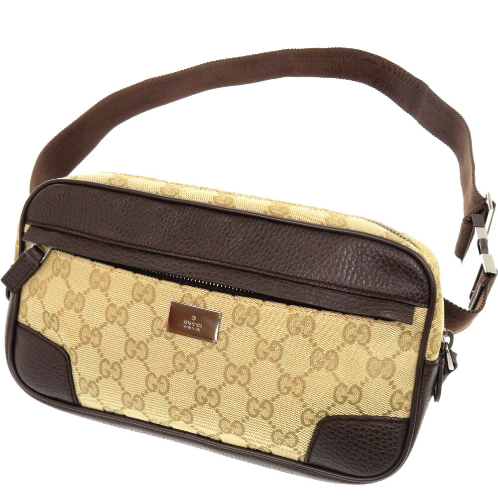 美品 グッチ GG帆布 ベージュ 赤銅色 336672  上半身御徒面子 0021【中古】GUCCI メンズ