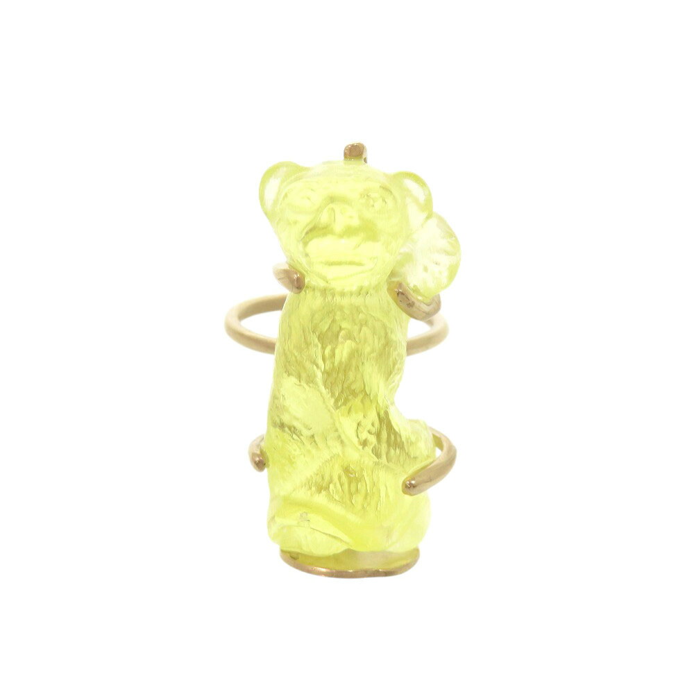 美品 ディオール 猿 モンキー サイズM メタル プラスチック イエロー リング 指輪 黄 0160【中古】Dior