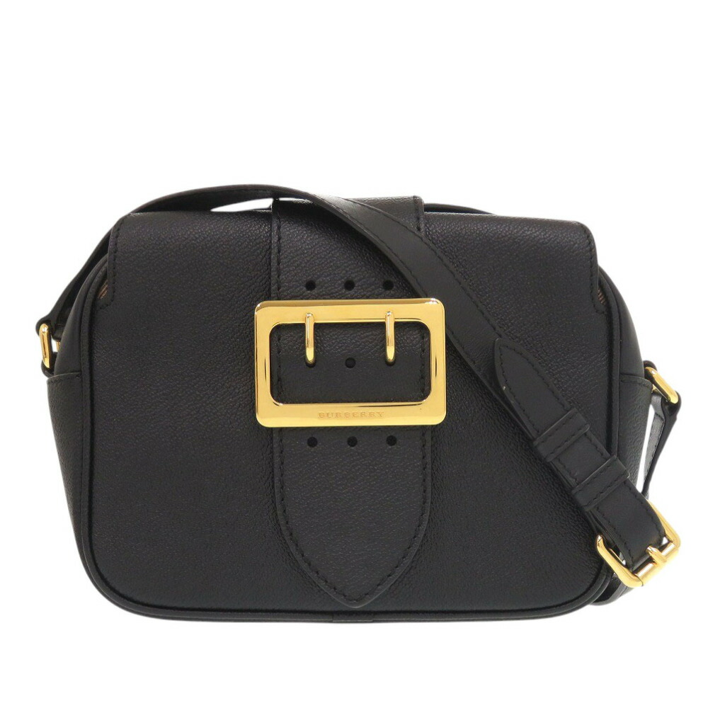 新品同様 バーバリー 4057804 レザー ブラック ショルダーバッグ 黒 2159【中古】BURBERRY
