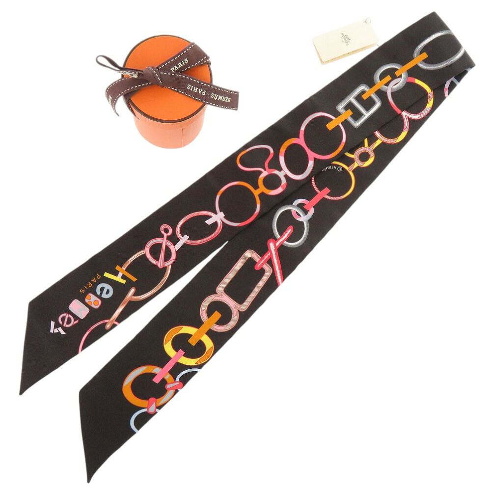 未当て嵌める エルメス ツイロバート・エドワード・リー Do Re Boucles 地絹 ノワール えり巻き 黒 0395【中古】HERMES