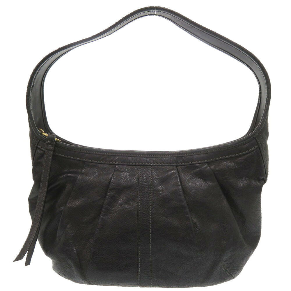 コーチ エルゴレザープリーテッド ホーボー レザー ブラック ワンショルダー ショルダーバッグ 黒 0775【中古】COACH｜ＬＩＦＥ ＴＩＭＥ店