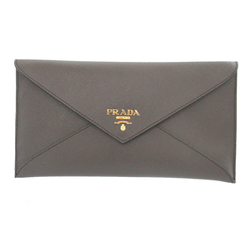 美品 プラダ 1M1175 サフィアーノレザー 石墨 札入れ 検面調書入れもの 0380【中古】PRADA