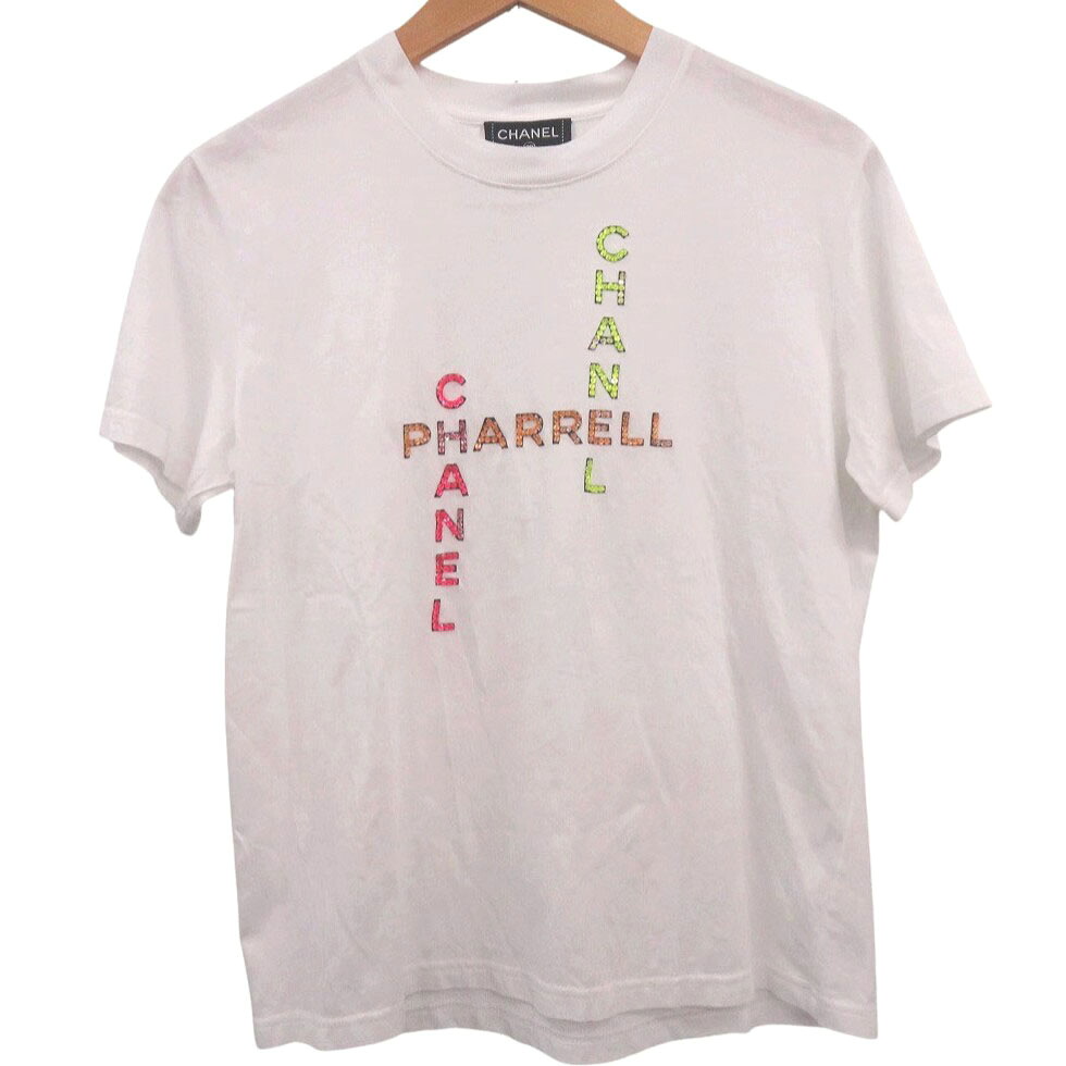 美品 シャネル ファレル ウィリアムス Pharrell Williams ビーズロゴ P61052 サイズS 半袖Ｔシャツ コットン ホワイト ピンク イエロー オレンジ 白 1393【中古】CHANEL｜ＬＩＦＥ ＴＩＭＥ店 96,800円