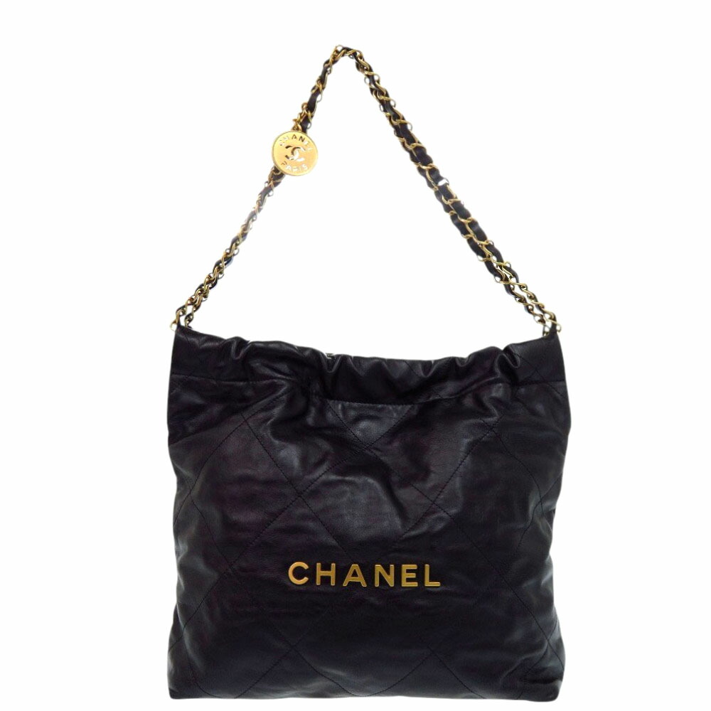美品 シャネル シャネル 22 スモール カーフ ブラック ショルダーバッグ 黒 0128【中古】CHANEL|LIFE TIME店