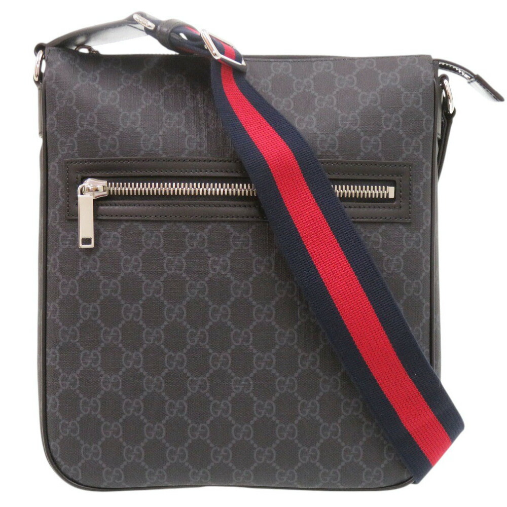 新品負けず劣らず グッチ 792081 GGスプリームキャンバス 黒いこと ショルダーバッグ 黒 0372【中古】GUCCI メンズ