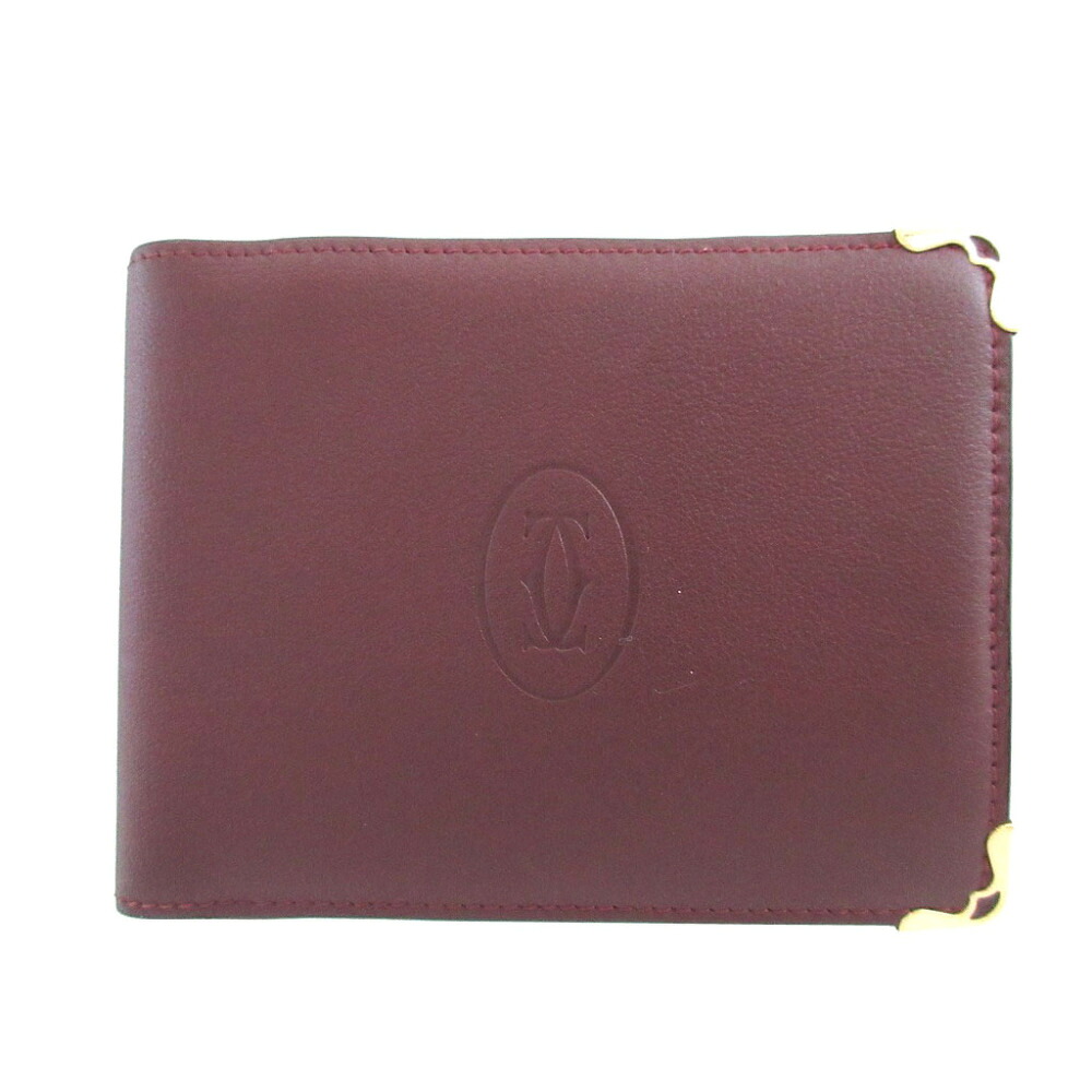 新品同様 カルティエ マストライン レザー ボルドー 2つ折り 札入れ 財布 0919【中古】Cartier｜ＬＩＦＥ ＴＩＭＥ店