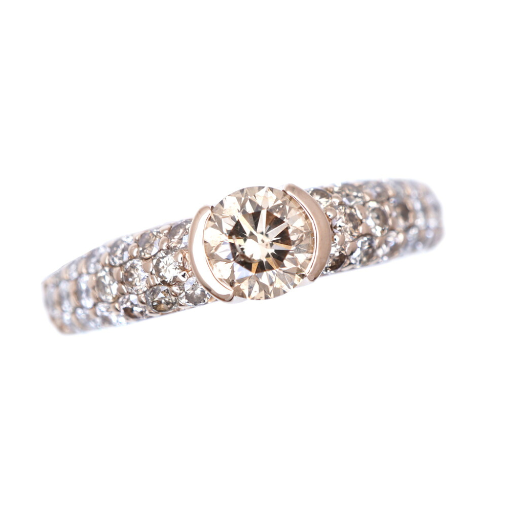 K18PG ダイヤ1.00ct リング 指輪 ピンクゴールド/ブラウンダイヤモンド 12号 ジュエリー0036【中古】 レディース｜ＬＩＦＥ ＴＩＭＥ店 154,000円