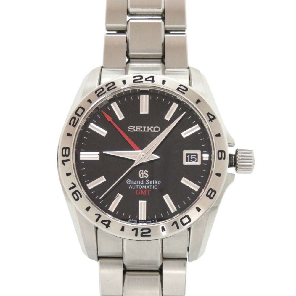 美品 セイコー グランドセイコー メカニカル GMT SBGM001 9S56-00A0 ブラック SS 黒文字盤 自動巻き 腕時計 0098【中古】SEIKO|LIFE TIME店