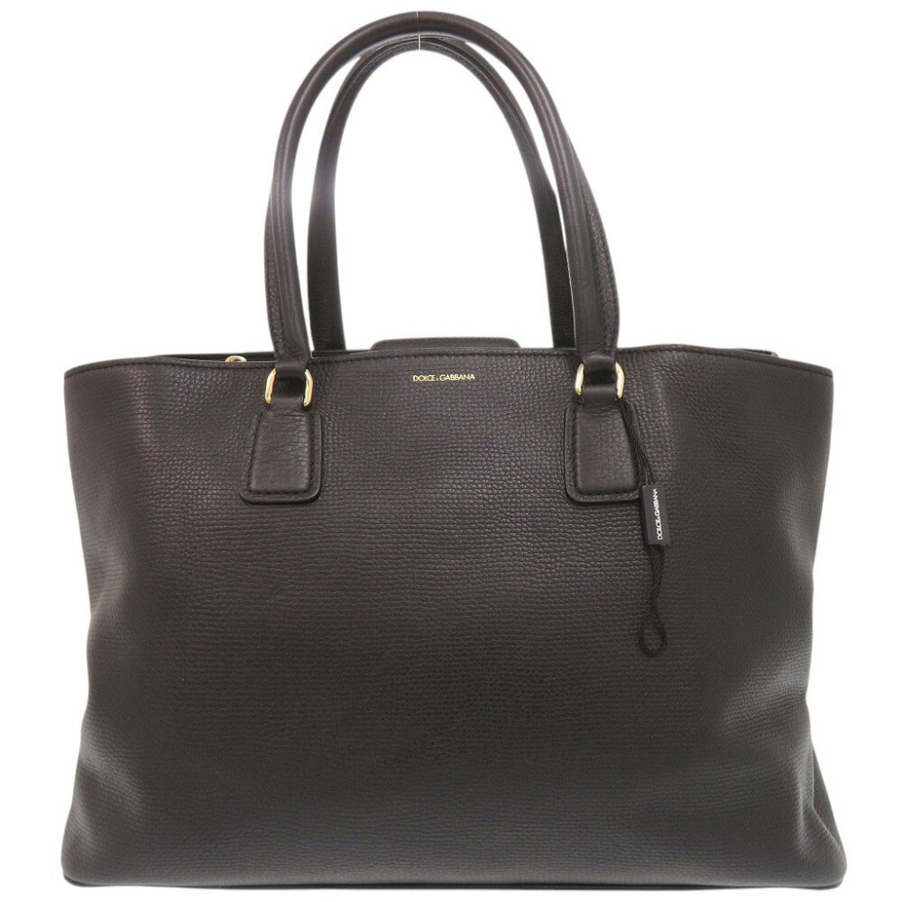 美品 ドルチェアンドガッバーナ ロゴ レザー ブラック トートバッグ 黒 0708【中古】DOLCE&GABBANA｜ＬＩＦＥ ＴＩＭＥ店