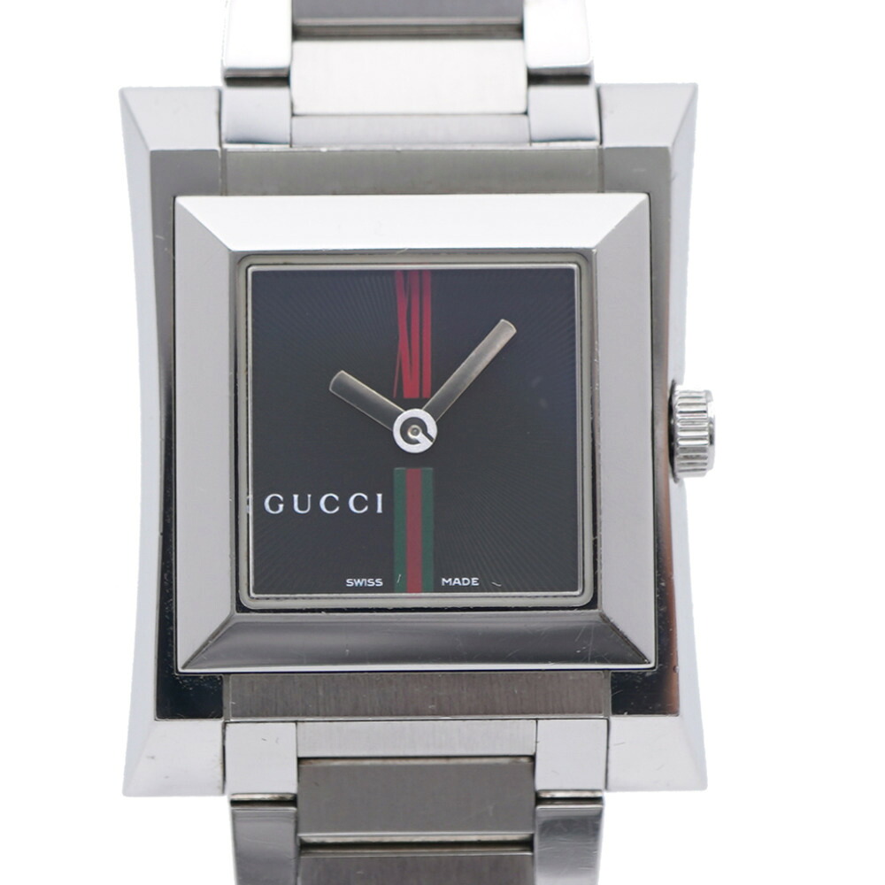 美品 グッチ スクエア 111L 腕時計 ステンレススチール ブラック 黒文字盤 0564【中古】GUCCI レディース|LIFE TIME店