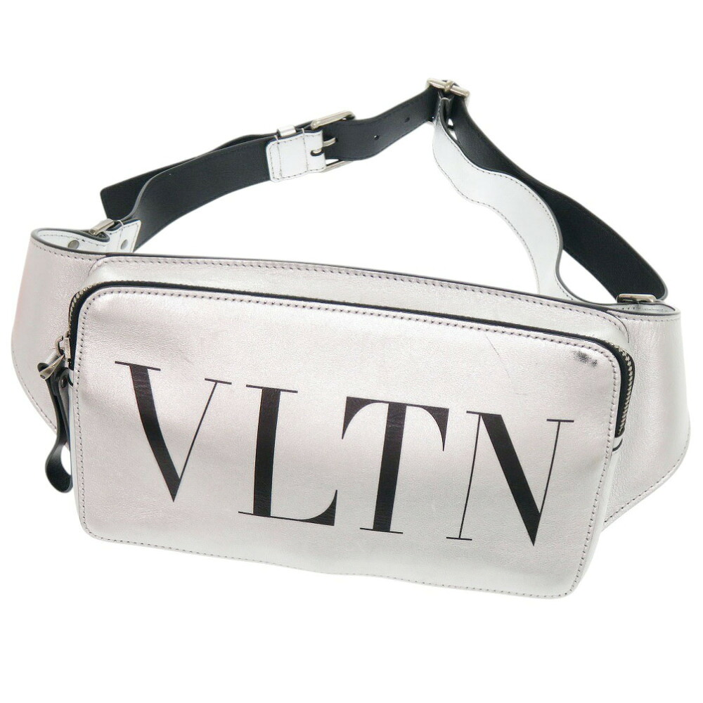 美品 ヴァレンティノ ガラヴァーニ VLTN XY2B0719UYS レザー シルバー ウエストバッグ ボディバッグ 1204【中古】Valentino Garavani メンズ｜ＬＩＦＥ ＴＩＭＥ店