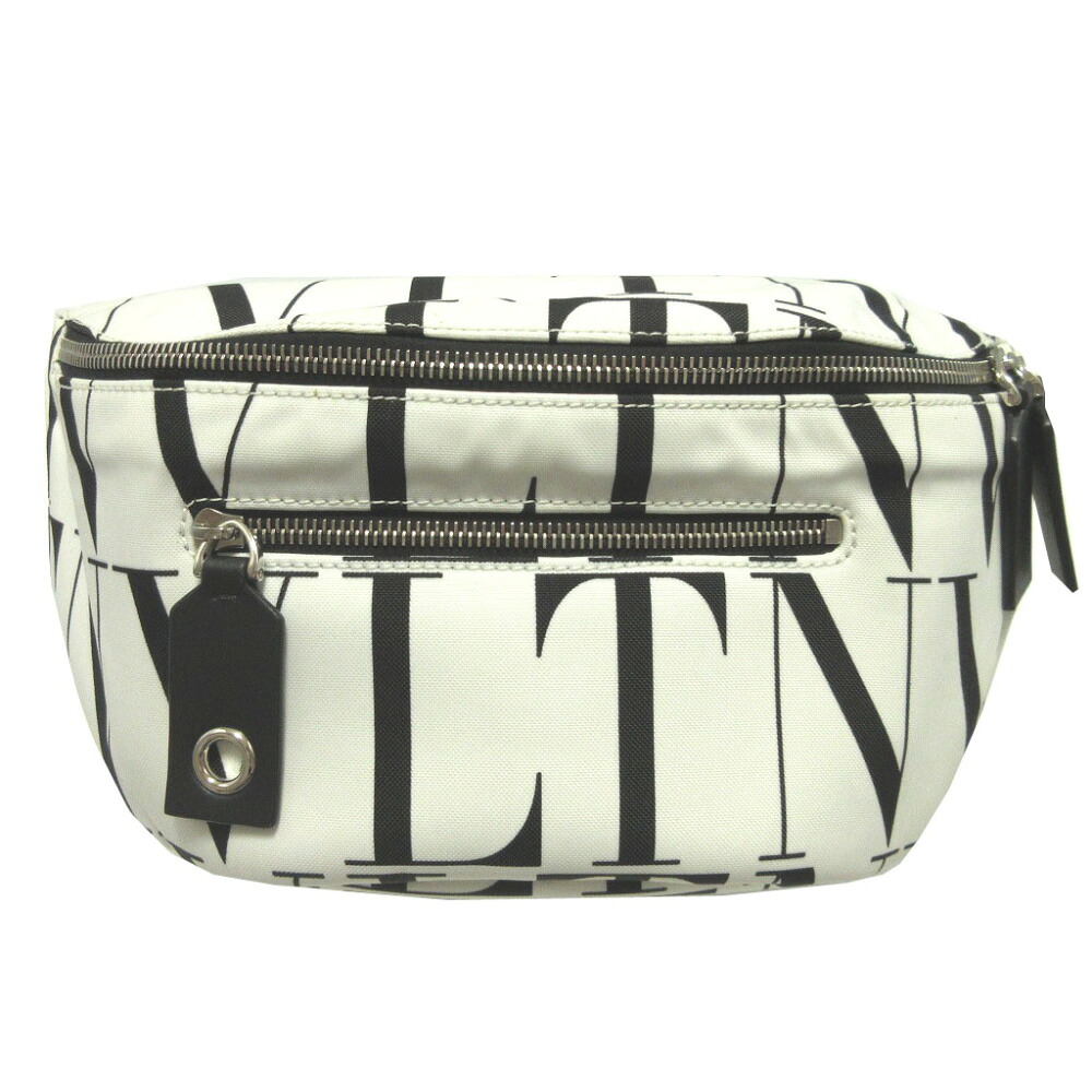 美品 ヴァレンティノ VLTNロゴ キャンバス ホワイト 白 ブラック 黒 ウエストバッグ 0570【中古】VALENTINO｜ＬＩＦＥ ＴＩＭＥ店