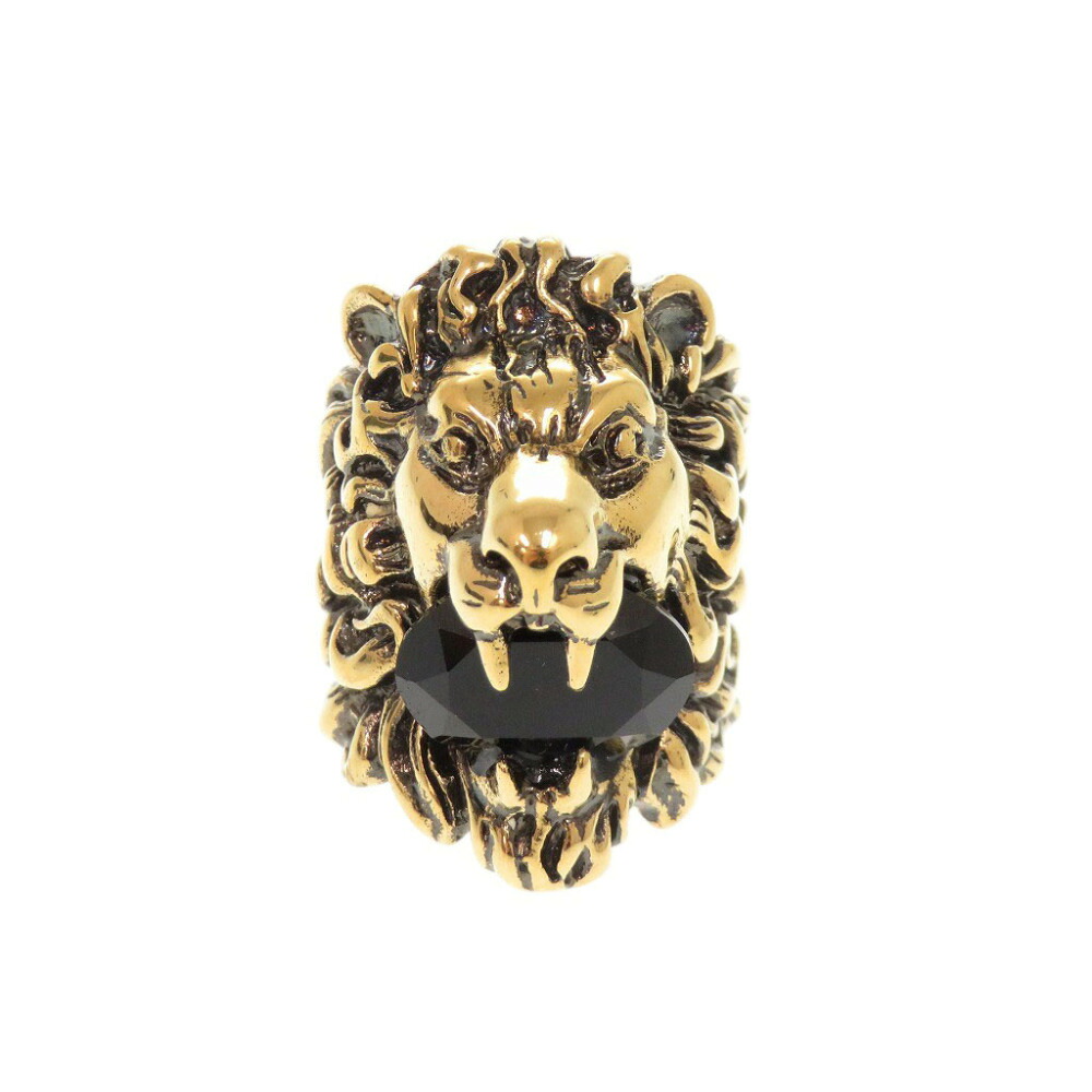 美品 グッチ ライオンヘッド メタル ストーン #16(15号) ゴールド リング 指輪 1505【中古】GUCCI｜ＬＩＦＥ ＴＩＭＥ店