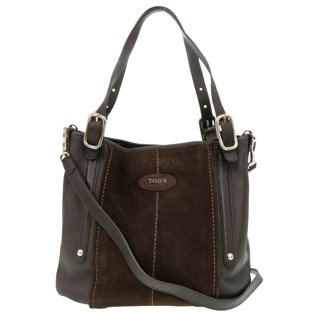 美品 トッズ スウェード レザー ブラウン 2way トートバッグ ショルダーバッグ 1645【中古】TOD&rsquo;S｜ＬＩＦＥ ＴＩＭＥ店
