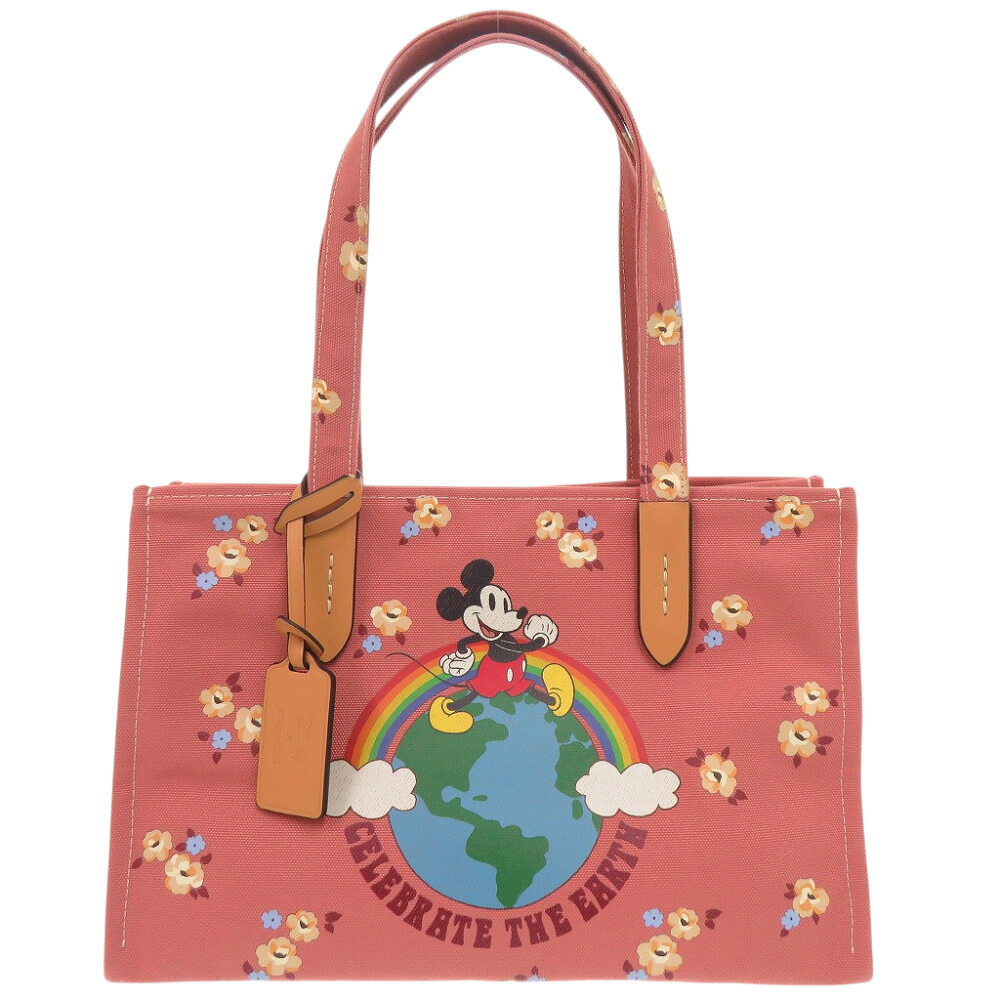 新品同様 コーチ ディズニー創立100周年限定 ミッキーマウス フローラル CH419 トートバッグ キャンバス ピンク 1418【中古】COACH｜ＬＩＦＥ ＴＩＭＥ店