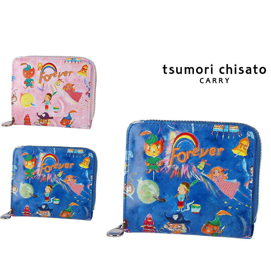 【tsumori chisato CARRY】 57896 ピーターパン ラウンドファスナー 2つ折り財布 ウォレット サイフ レディース プレゼント 母の日 敬老の日 ピンク 日本製
