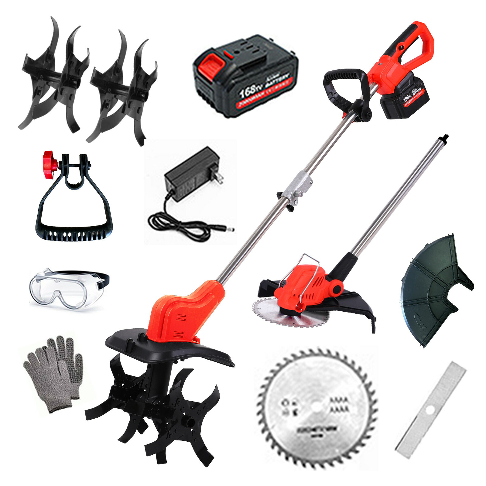 耕運機　家庭用　充電式　コードレス　バッテリー2個付　軽量　ブラシレスモーター 楽天市場】【2in1 多機能】充電式 耕うん機＆草刈り機 一体型