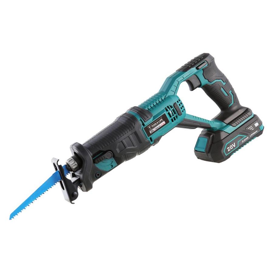 TOOLS LIFE 申し受ける式レシプロソー 2000mAh蓄電池 灯し火引き切り 切りおとす機 DIY日曜日宮大工 大工仕事御役目 大工仕事 （蓄電池・申し受ける器・納める袋付) コードレス ノコギリ 無段変速  枝切り 打つこと長 【同じよう蓄電池続きもの】