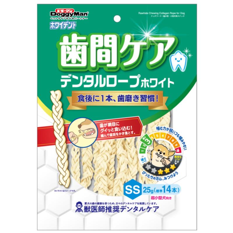 【同梱不可】【48個セット】ドギーマンハヤシ ホワイデント 歯間ケア デンタルロープ ホワイト SS25g(標準14本)