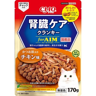 【同梱不可】【24個セット】 いなばペットフード CIAO 腎臓ケアクランキー かつお節入り チキン味170g