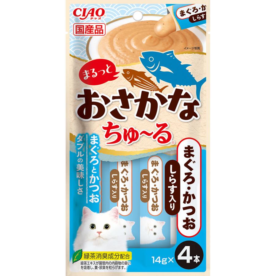 いなばペットフード 【同梱不可】【36個セット】いなばペットフード株式会社　ＣＩＡＯ　まるっとおさかなちゅーる　まぐろ・かつお　しらす入り１４ｇ×４Ｐ