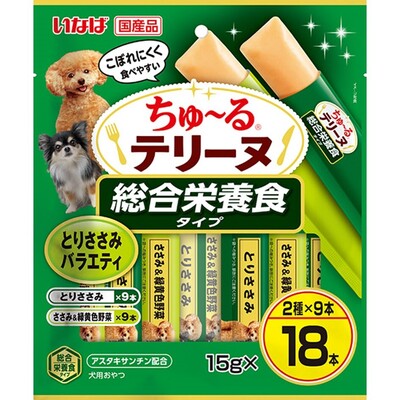 【同梱不可】【8個セット】 いなばペットフード ちゅーるテリーヌ　総合栄養食タイプ　とりささみバラエティ１５ｇ×１８Ｐ
