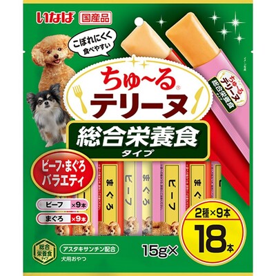 【同梱不可】【8個セット】 いなばペットフード ちゅーるテリーヌ 総合栄養食タイプ ビーフ・まぐろバラエティ15g×18P