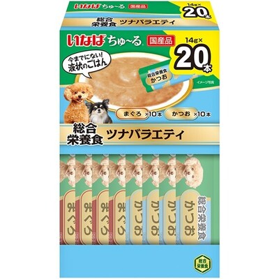 【同梱不可】【8個セット】 いなばペットフード株式会社 ちゅーる 総合栄養食(BOX) ツナバラエティ 14g×20P