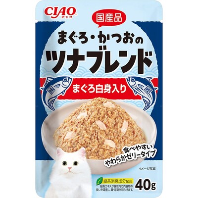 【同梱不可】【96個セット】いなばペットフード株式会社 ＣＩＡＯ　まぐろ・かつおのツナブレンド　まぐろ節入り４０ｇ