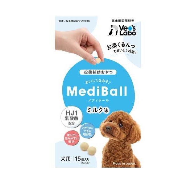 【同梱不可】【24個セット】 ジャパンペットコミュニケーションズ メディボール 犬用 ミルク味 15個入り｜スペシャルスペース くらし館