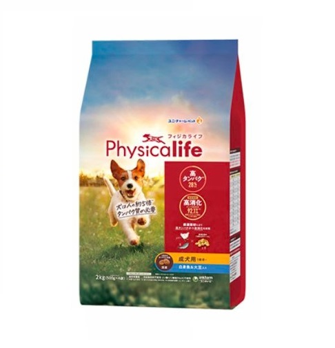 【同梱不可】【4個セット】 ユニ・チャーム Physicalife 成犬用 白身魚&大豆入り 2kg|スペシャルスペース くらし館