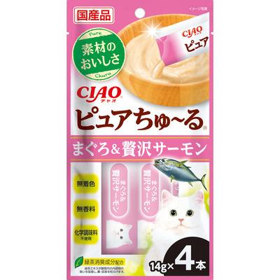 【同梱不可】【48個セット】CIAO　ピュアちゅーる　まぐろ＆贅沢サーモン 14g×4P