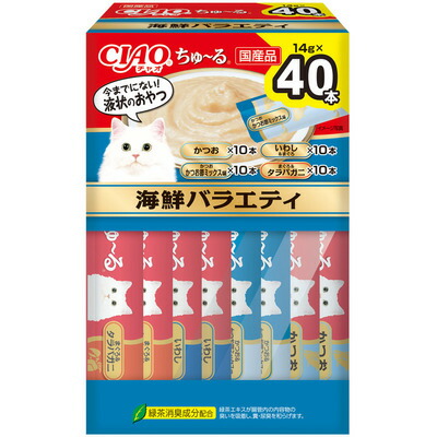 【同梱不可】【4個セット】いなばペットフード ＣＩＡＯちゅーる　海鮮バラエティ １４ｇ×４０Ｐ