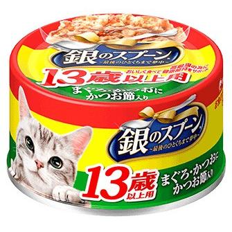 ユニチャームペット 【同梱不可】【48個セット】ユニ・チャームペット 銀のスプーン缶13歳以上用まぐろ･かつおにかつお節入り70g