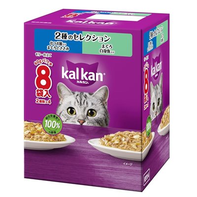 【同梱不可】【10個セット】マースジャパン カルカンパウチ　2種のセレクション　かつお節入りまぐろとささみ　まぐろ白身魚入り 60g×8